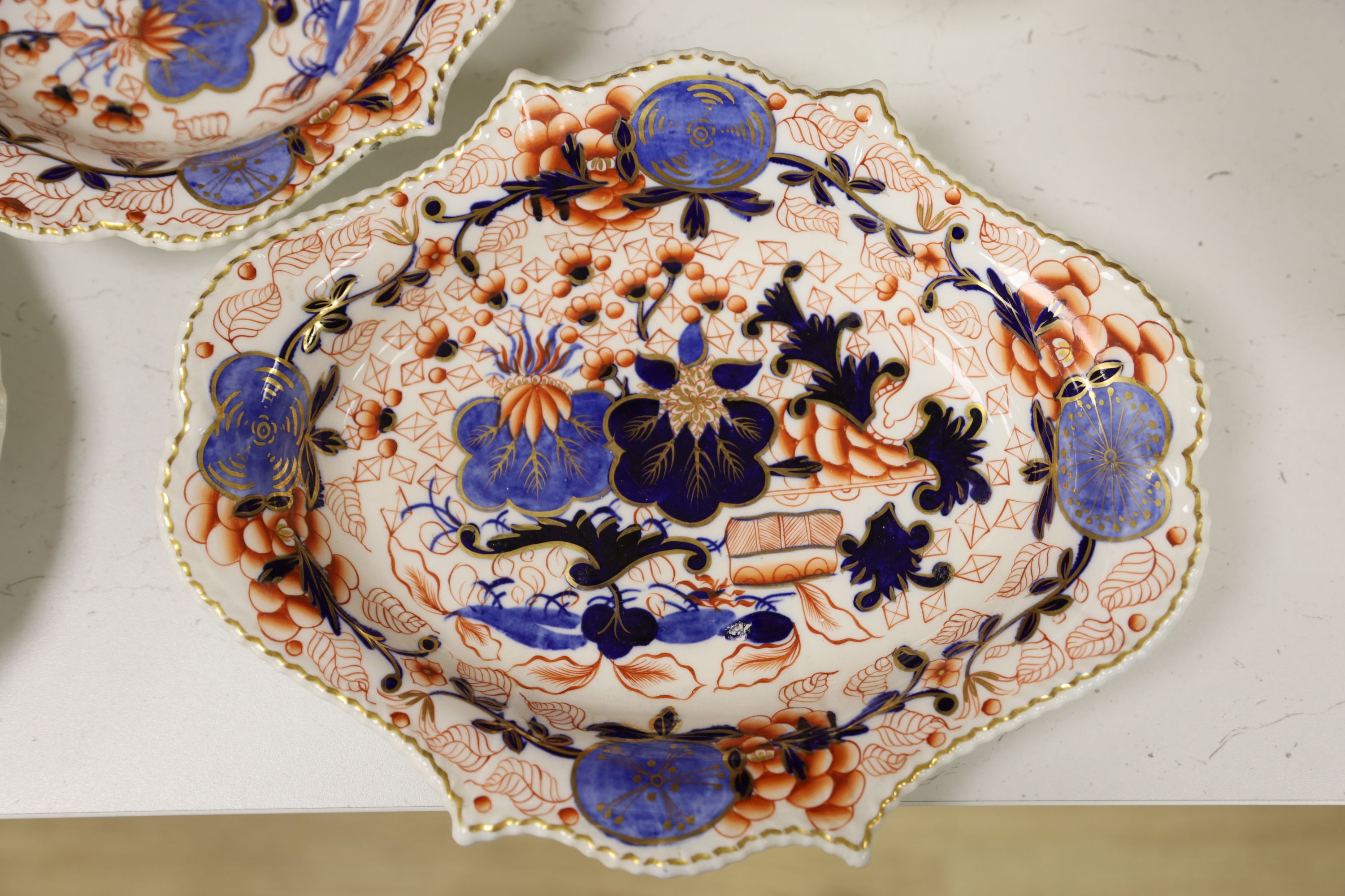 An English porcelain Imari part dessert service